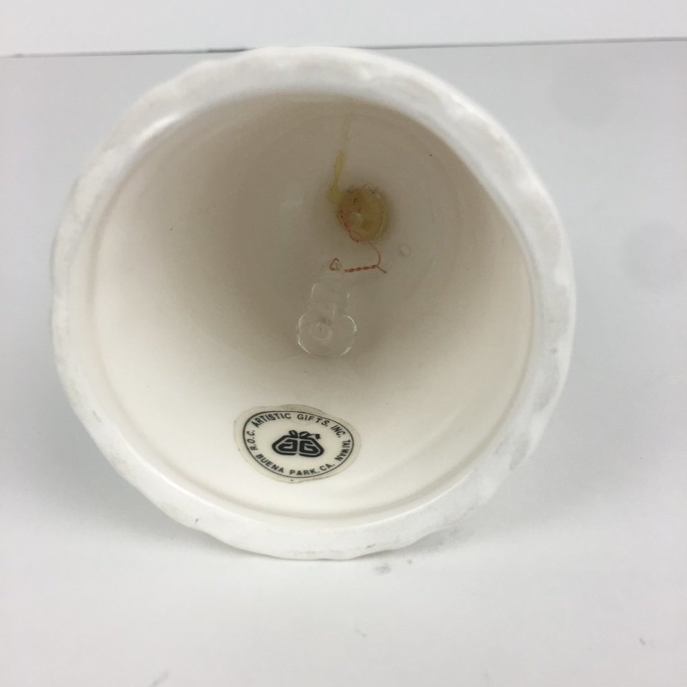 Vintage Ceramic Bell White w Pink‎ Flowers Decor - Picture 6 of 8